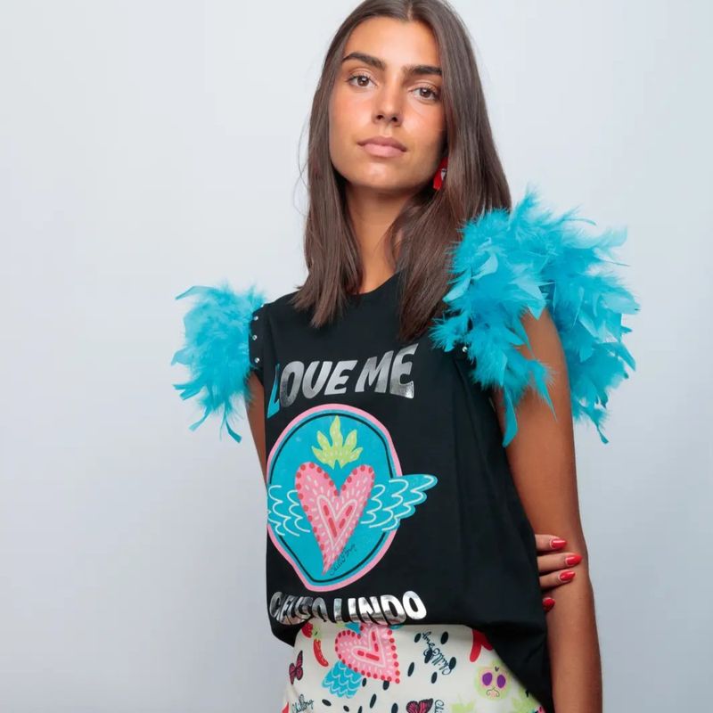 LoveMe Cielito T-skjorte med fjær