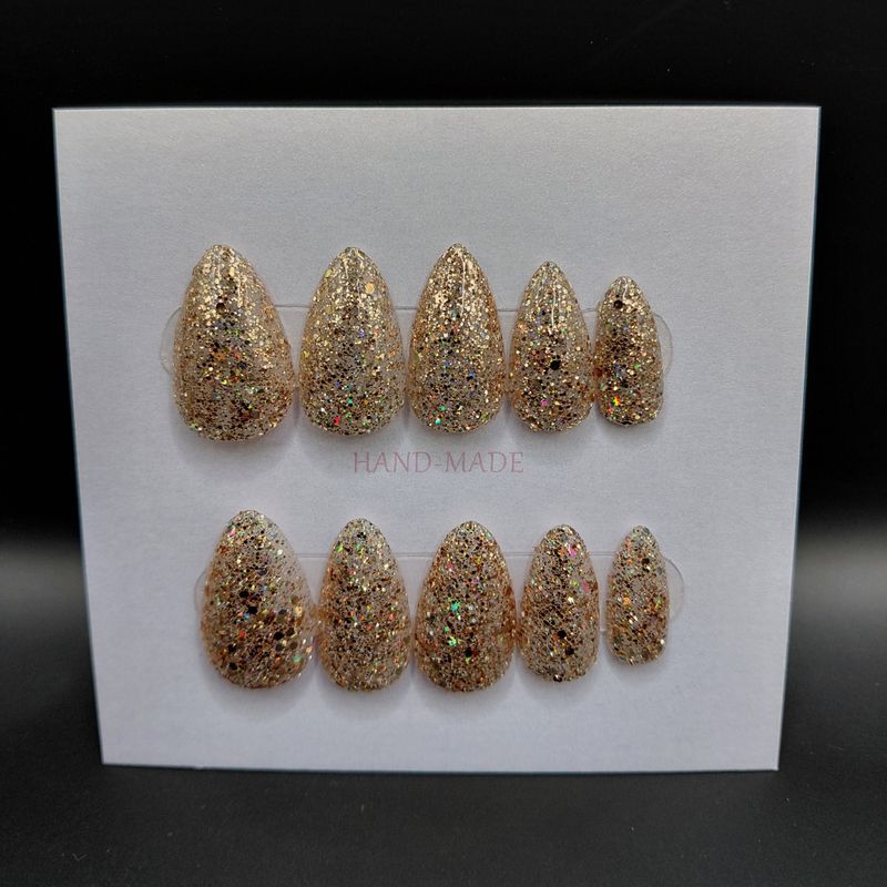 Golden Glitter Nails